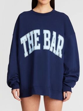 The Bar Navy Sweatshirt with Light Blue Logo
